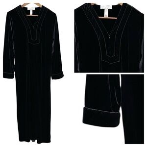 OSCAR DE LA RENTA Pink Label Black Velvet Glam Robe M | Luxury Loungewear